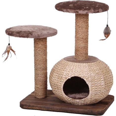 Griffoir moyen modèle Natural Bonsai avec coussin amovible et pendentif pour chat