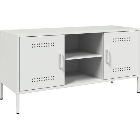Mobile TV multimediale scaffale per televisione televisione buffet sala da pranzo soggiorno camera da letto 100,5 x 39 x 50,5 cm acciaio bianco 020025543