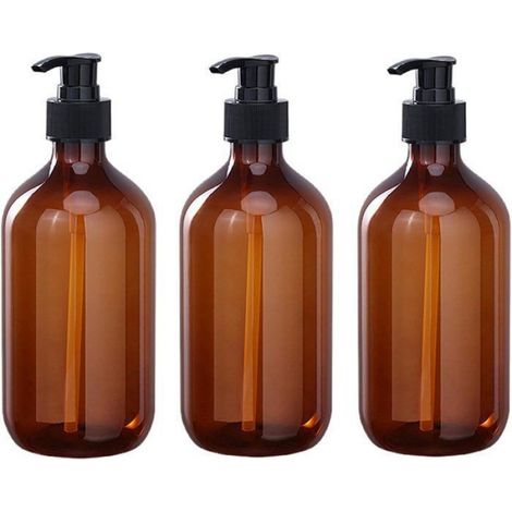 Lot de 3 pièces : distributeur de savon (500 ml), distributeur de lotion, flacon de shampoing, flacons de lotion, récipient (1/5)