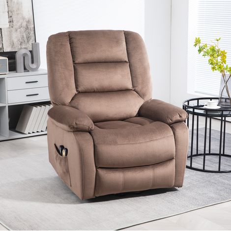 Fauteuil releveur électrique 90x93x110 cm marron en acier avec massage, chauffe lombaire et fonction inclinable (1/3)