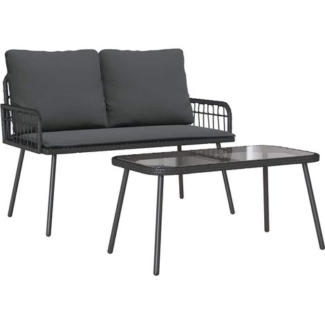 Garden Dining Set 2 pcs Black Poly Rattan vidaXL (1/5)