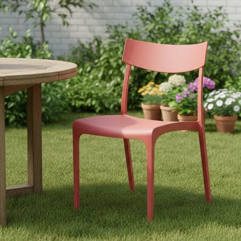 Dmora - Gartenstuhl Orcus, Gartensitz, Outdoor-Stuhl, Outdoor-Sessel, Made in Italy, 54x46 h80 cm, Rot (1/3)