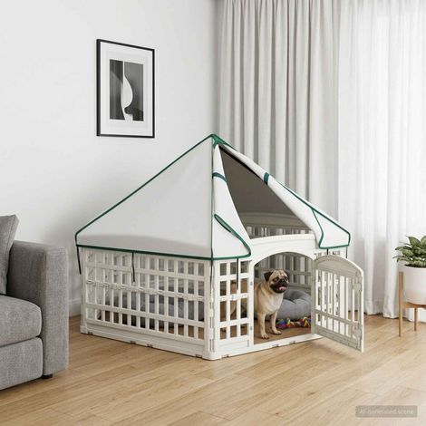 vidaXL Panchetto per Cani a 6 Pannelli 177,5 x 154,5 x 112 cm Plastica (1/5)