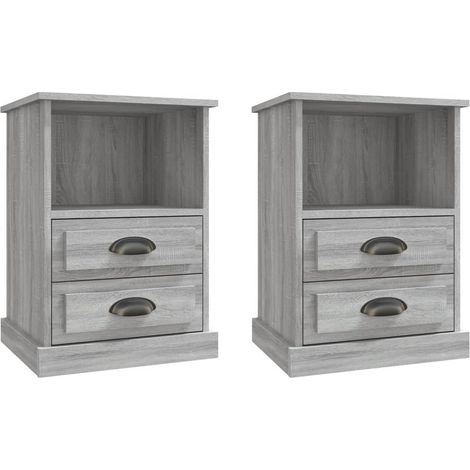 Set di 2 comodini con due cassetti e ripiano 43 x 36 x 60 cm in legno ingegnerizzato grigio DEC035740