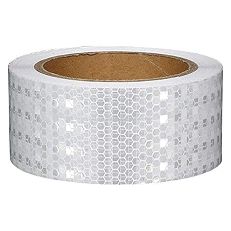 Ruban Reflechissant 1 Pièce Ruban D'avertissement Réfléchissant Autocollant Reflechissant Bande Reflechissante Autocollante Ruban de Signalisation Blanc 5cm x 25m pour Véhicules Routier