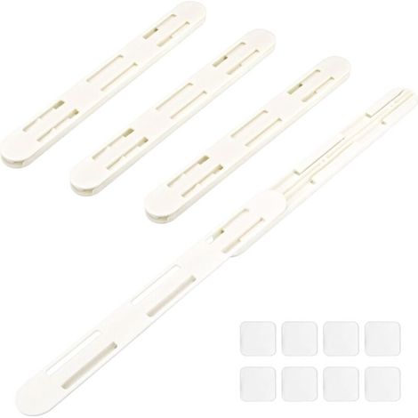 Juego de 4 guías deslizantes adhesivas para cajones de armarios, organizadores de contenedores, guías deslizantes, no requiere perforación, montaje en estante inferior - (1/5)