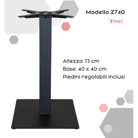 Base per tavoli in metallo - ZStyle Z740: 40 x 40 x H73 cm base tavolo, gamba tavolino , piede centrale, metallo, per catering bar ristoranti bistrot - basamento - per interno / esterno