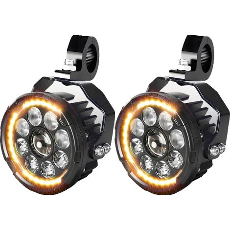 Faro delantero para motocicleta, tecnología LED, doble salida de color, blanco ámbar. (1/2)