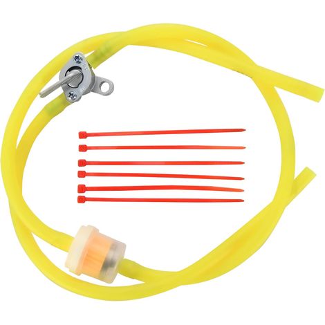 Jaune Durite à Essence Tube de caoutchouc d'essence Ligne 6mm Valve de Robinet Carburant Pompe Réservoir Fermé Remplacement pour velomoteur dirt atv cyclomoteur scooters pack de poche (1/5)