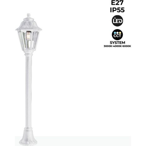 Lampione anna 1xe27 8,5w con pulsante cct (3 colori) ip55 h.110xd.22cm resina bianca (1/6)
