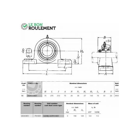 Palier fonte UCP310-NSK