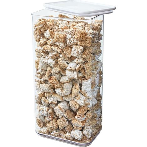boîte frigo avec Couvercle, Organisateur frigo en Plastique Recyclable, boîte hermétique pour ingrédients à pâtisserie et Autres Produits secs, Transparent/Blanc (1/5)
