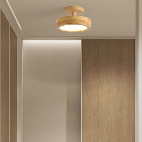 LED Plafonnier Moderne Intérieur Rond Bois Lampe de Plafond 3 Températures de Couleur 2700K/4500K/6500K Luminaire Plafonnier Naturel Design pour Chambre Balcon (Bois Foncé-Lumière Neutre,23cm (1/5)