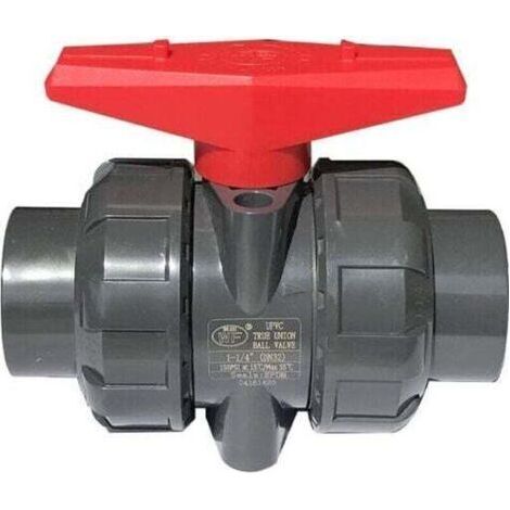 Vanne double union à coller diam 40 mm vanne boisseau pvc robinet boisseau sphérique robinet a bille sphere pour piscine,DN32 (Diamètre Interne 40mm) (1/4)