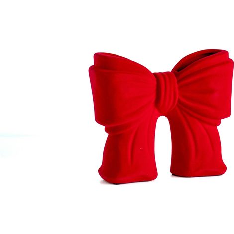 Vaso Decorativo Moderno da Interno in Ceramica – Collezione Design Elegante per Arredo Casa,Vasi Da Soggiorno, Tavolo o Salotto Soprammobile Di Design Fiocco - Rosso effetto Velluto (1/3)