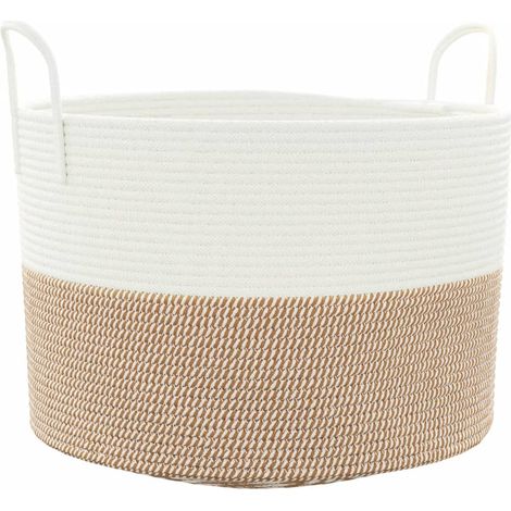 Panier de rangement marron et blanc Ø51x33 cm coton