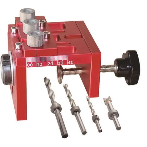 Kit de Gabarit de Trou de Poche 6/8/10/15mm, Kit de Guide de Forage à Bois 4 en 1 Gabarit De Percage Oblique Aluminium 6061 Localisateur de perforateur à Bois Pour le travail du bois et DIY (4) (1/5)