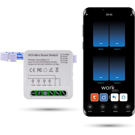 Controlador de iluminación Zigbee de 4 canales TUYA (1/5)