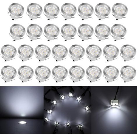 10 Spot LED Eclairage Extérieur Encastrable Sol Terrasse Bois,45mm Spots Encastré Extérieur Fait en IP67 DC12V 1W Avec Alimentation EU Pour Jardin Escalier Patio RGB (1/5)