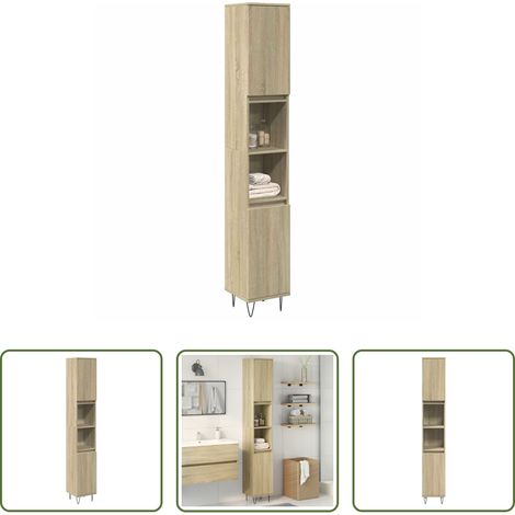 Holzwerkstoff - Badschrank Sonoma-Eiche 30x30x190 cm Holzwerkstoff (1/5)