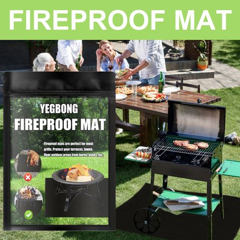 Feuerfeste Kaminmatte, feuerfeste Grillmatte für Terrasse, Garten, schwarze quadratische Schutzmatte – schwarzer rechteckiger Beutel (39 x 72 Zoll) -- DE (1/5)