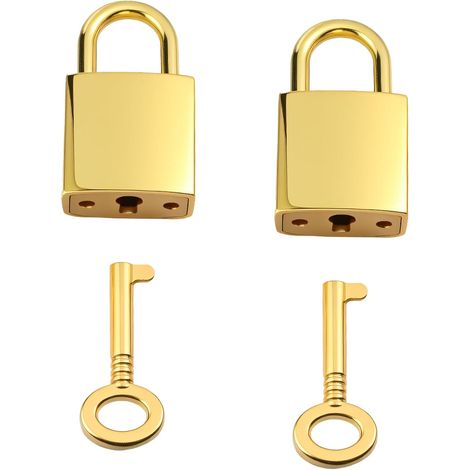 Lot de 2 petits cadenas vintage avec clés pour sac à main, sac à dos, boîte à bijoux, agenda, livre, ordinateur portable (doré) (1/5)