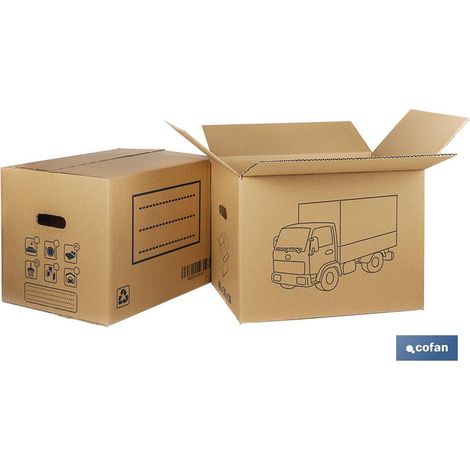CAJA DE CARTÓN PARA MUDANZA CON ASA TROQUEL 50X35X35 CM Venta unitaria