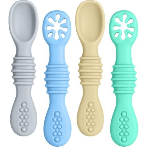 Baby Lernlöffel 4er Set, weiches Silikon, BPA-frei, ab 4 Monate (1/5)