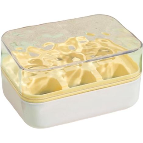 Bandeja compacta para cubitos de hielo con recipiente de almacenamiento y botón pulsador: 6 compartimentos (1/5)