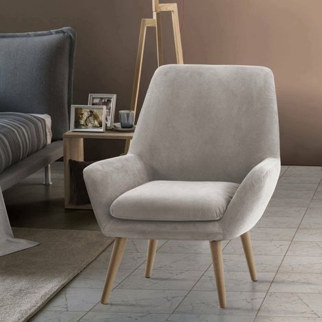 Talamo Italia Lounge-Sessel Annarita, Design-Sessel für das Wohnzimmer, 100% Made in Italy, Relaxsessel aus gepolstertem Stoff, Cm 80x70h95, Grau (1/5)