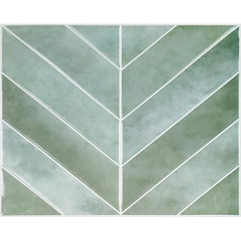 3D Green Diamond Tile Backsplash - Set of 10 Waterproof, Self-Adhesive Diamond-Shaped Tiles, Modern Style (1/5)