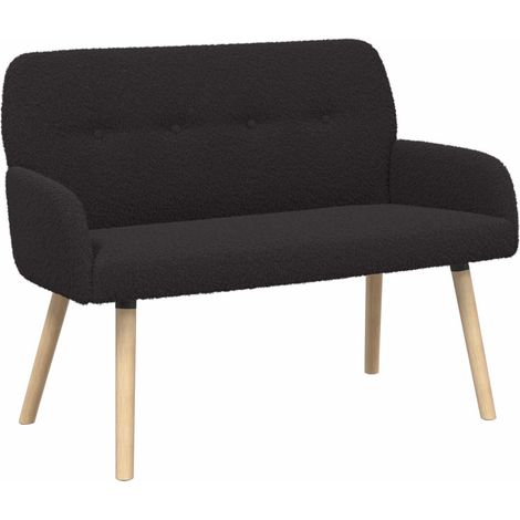 Sofá de 2 plazas con patas de madera maciza Negro Bouclé vidaXL (1/5)