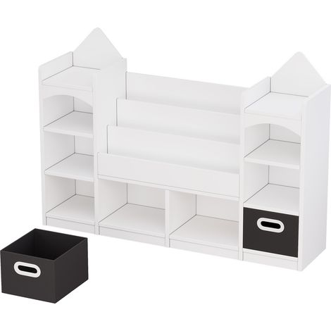 Librería infantil de MDF blanco con 2 cajas plegables, 130 x 30 x 90 cm MODENUIT (1/5)