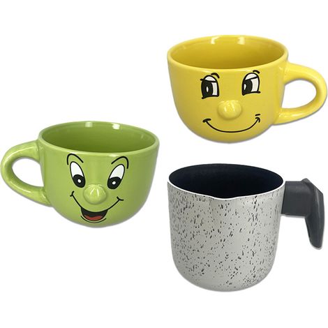 MA MAISON SET 2 TAZZE DA 470 CC + BOLLI LATTE 12 CM SPESSORE 1,50 MM ANTIADERENTE E ANTIGRAFFIO IN ALLUMINIO (1/5)