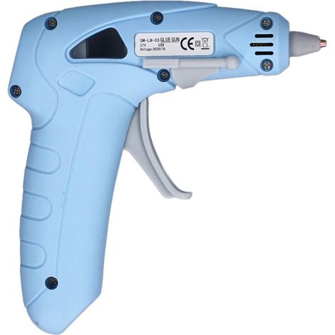 Pistolet à colle thermofusible mini sans fil rechargeable par USB avec 30 bâtonnets de colle, sac à outils et tapis en silicone bleu (1/5)