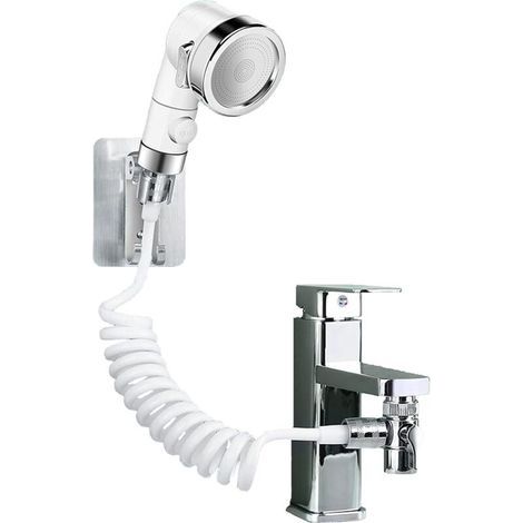 Ensemble de douche pour lavabo, pommeau de douche adaptable à un robinet flexible, robinet de cuisine, pommeau de douche de salle de bain, idéal pour se laver les cheveux ou nettoyer les animaux de co (1/5)
