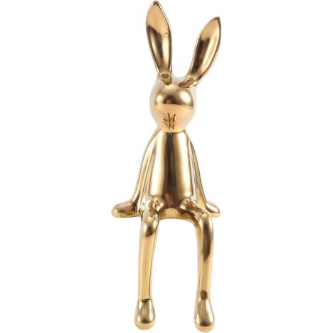 Kaninchenfiguren aus Keramik, kreative, glänzende, moderne nordische Tierfiguren, dekorative Ornamente, Tierfiguren, Gold (1/5)