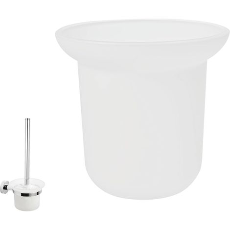 Support pour Brosse de Toilette en Verre Givré - Matériau Antidérapant - Taille Universelle 11,1x11 cm - Porte-Brosse WC Peu Encombrant en Verre Givré pour Salle de Bain, WC, Bureau, Hôtel (1/5)