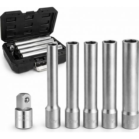 Set 5 Chiavi a Bussola 8-14mm 3/8" Extra Lunghe 120mm + Riduttore da 3/8 a 1/4"