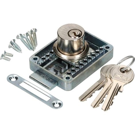 Serrure de meuble KOTARBAU réglable 15 - 40 mm serrure à vis gauche et droite avec 3 clés Serrure de meuble à cylindre Serrure pour armoire Serrure Serrure de tiroir (1/5)