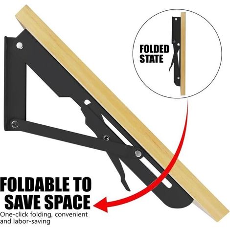 Support Equerre Pliable 500Mm, Équerre Rabattable Charge Lourde 2 Pièces, Equerre Murale Rabattable 150Kg Porteur, Consoles Pliantes Pour Garage, Bureau, Chambre, Tablette Murale Rabattable 50 Cm - 5