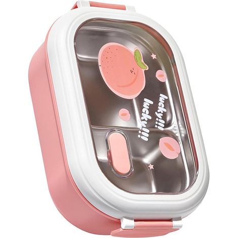 Lunchbox – Bento-Box – Edelstahl-Lunchbox – Fächer – Für Erwachsene und Kinder – Salat-Lunchbox – Rosa (1/5)