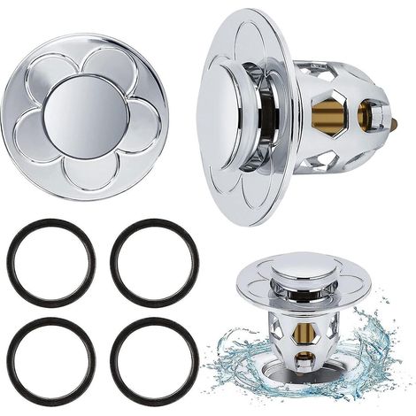 2 Pices Bonde De Lavabo Universel Pop Up 34-40mm,bonde De Lavabo Pop-up Avec Filtre Anti-clogging,flitre De Vidange Anti-bloqu,bouchon Baignoire P (1/5)