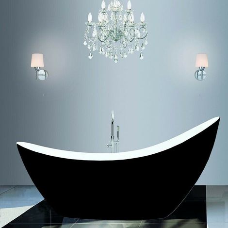 Freestanding Modern Luxury Thin Edged Slipper Bath 1750mm Black - Picasso By Voda Design (1/3)