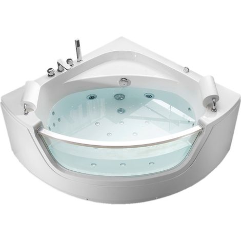 Vasca da bagno Idromassaggio cromoterapia per 2 persone con vetro 135x135cm - Olympia (1/4)