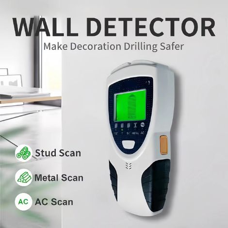 Detector de revestimientos de paredes a pilas: escáner de revestimientos 5 en 1 con pantalla LCD de alta definición.