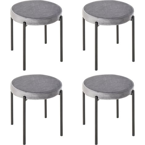 CHICFURN Set di 4 sgabelli da pranzo impilabili 41,5 x 41,5 x 46 cm grigio metallo (1/5)