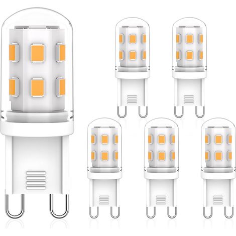 Ampoules LED G9, 2W Équivalent 20W Halogène Lampe, Blanc Chaud 2700K 210LM Sans Scintillement, AC 220-240V, Non Dimmable économie Ampoule, Lot de 5 (1/5)