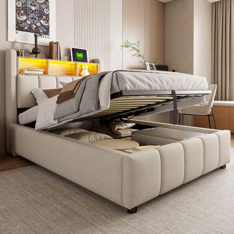 Letto struttura letto contenitore 90x200 con LED OKMYHOME
