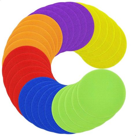 30 marqueurs de sol - Marqueurs de sol ronds - Marqueurs de sol pour la salle de classe - Marqueurs de points colorés - Marqueurs de sol antidérapants - 10 cm - Pour les enseignants de maternelle et d (1/5)
